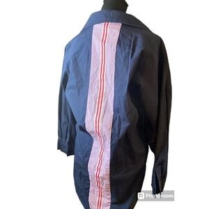 Caryn Lawn Womens Blue Purple Stripe Preppy Dress Back Stripe Navy Size M